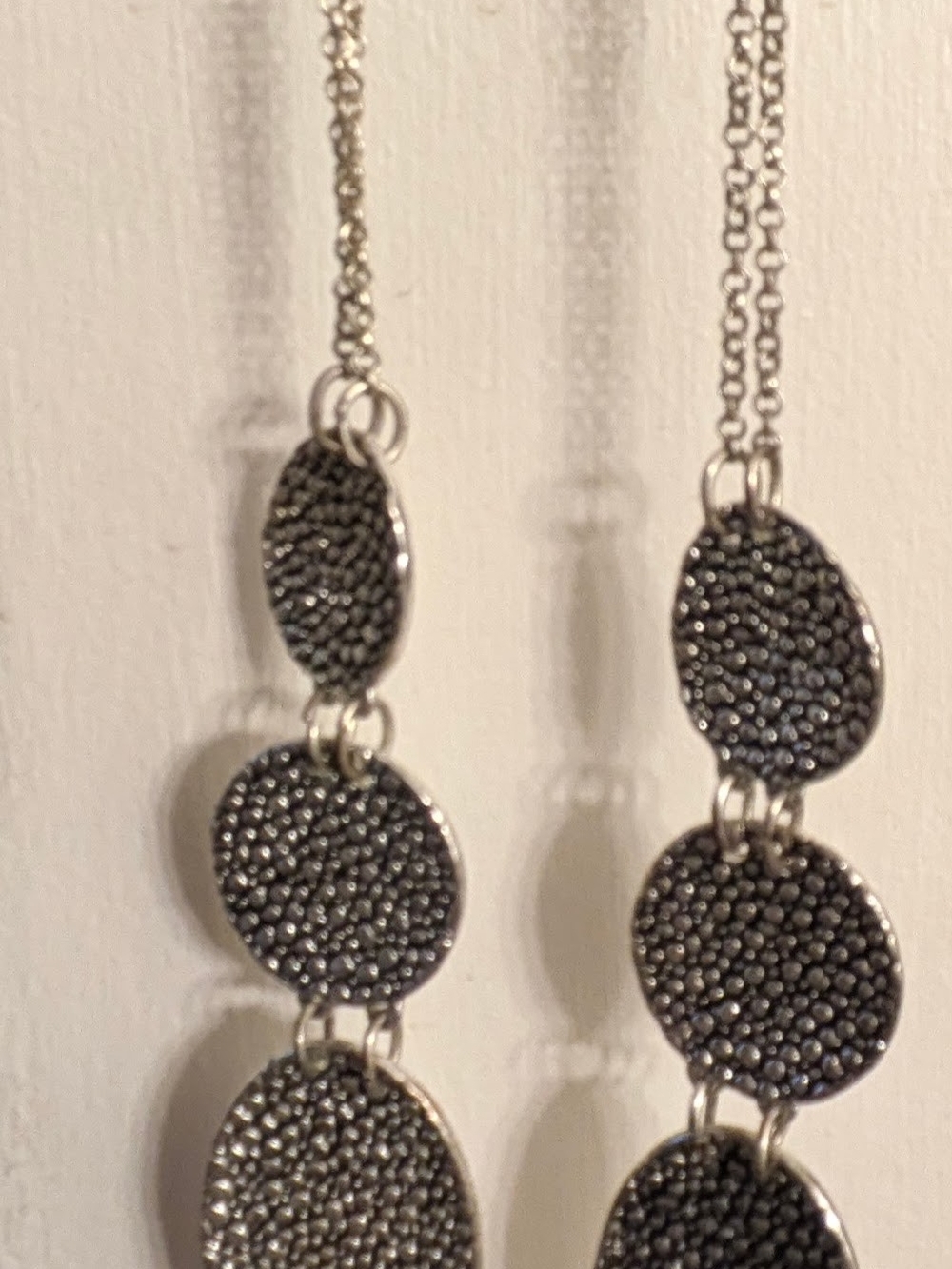 Silver-Tone Black Textured Multi-Disc Necklace - Women Jewelry